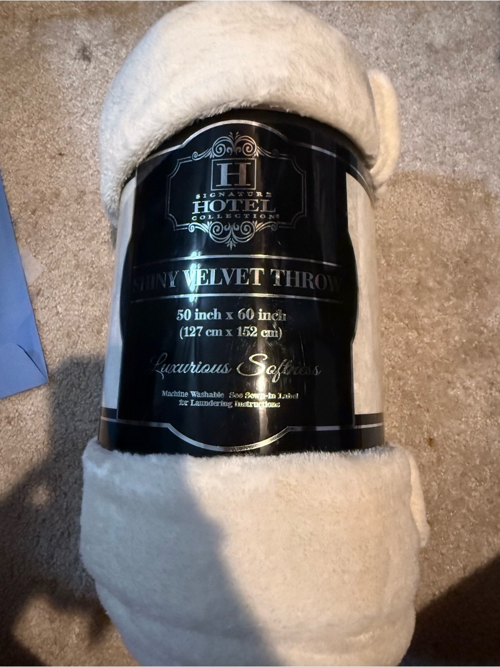 Hotel Collection Cream Plush Velvet Throw Blanket